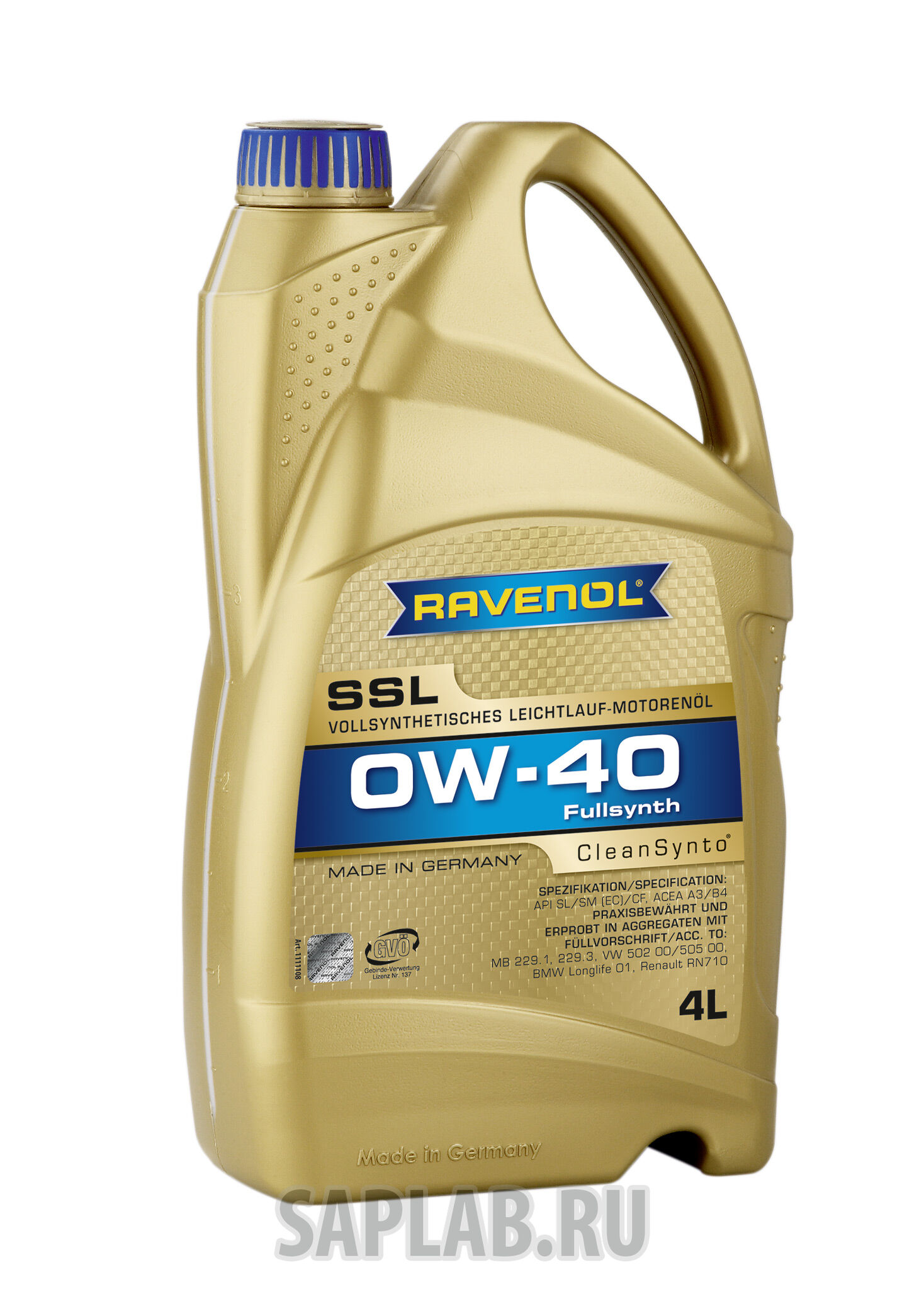 Купить Ravenol 4014835718791 Super Synthetik Oel SSL SAE 0W-40 ( 4л) new