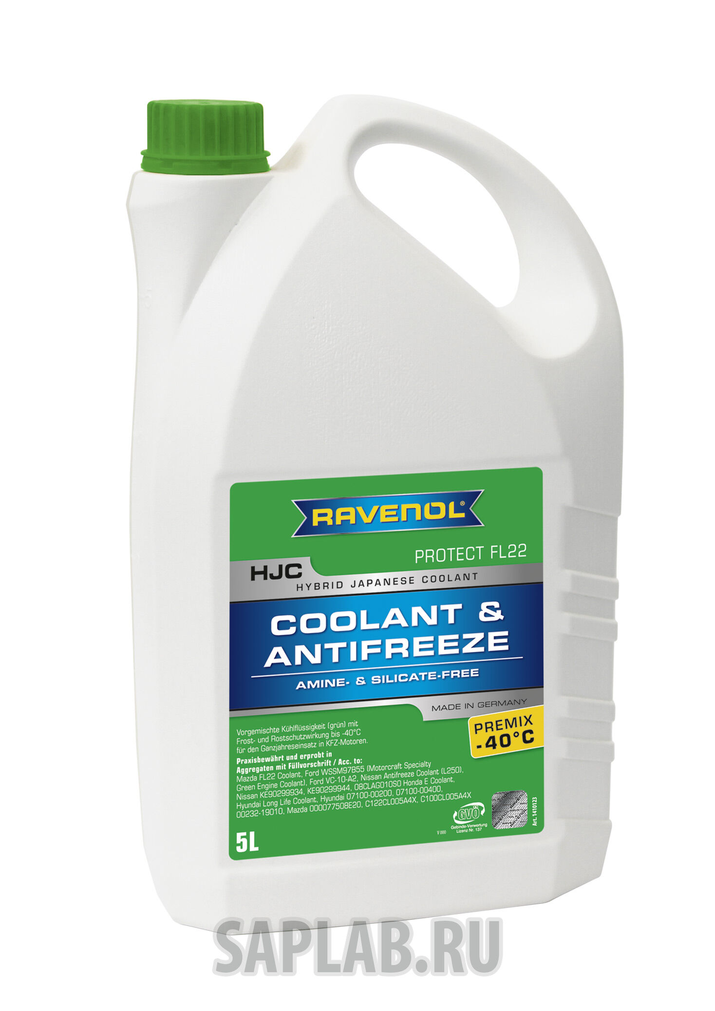 Купить Ravenol 4014835755956 Антифриз готовый к прим. зеленый HJC Hybrid Japanese Coolant Premix -40°C (5 л)