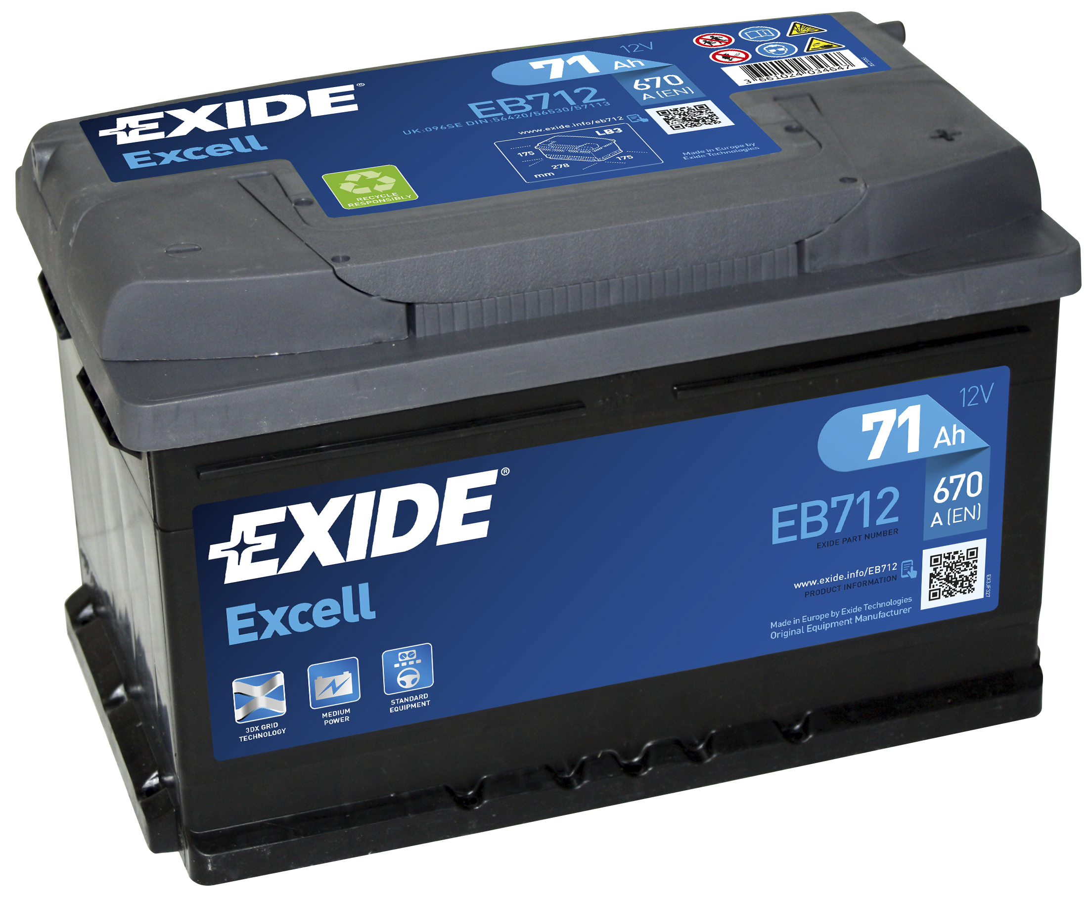 Купить Exide EB712 71/Ч Excell EB712