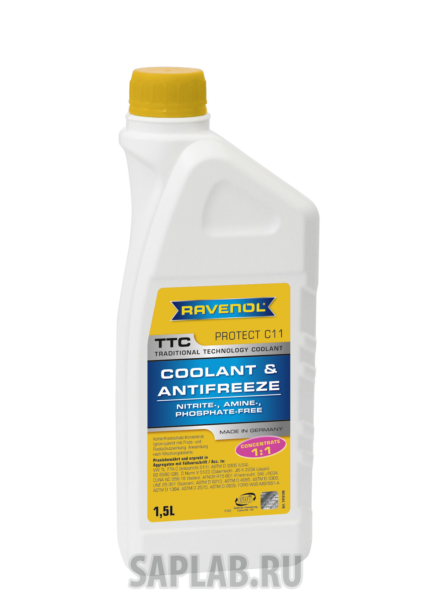 Купить Ravenol 4014835755215 Антифриз концентрат жёлтый TTC Traditional Technology Coolant Concent ( 1,5л)