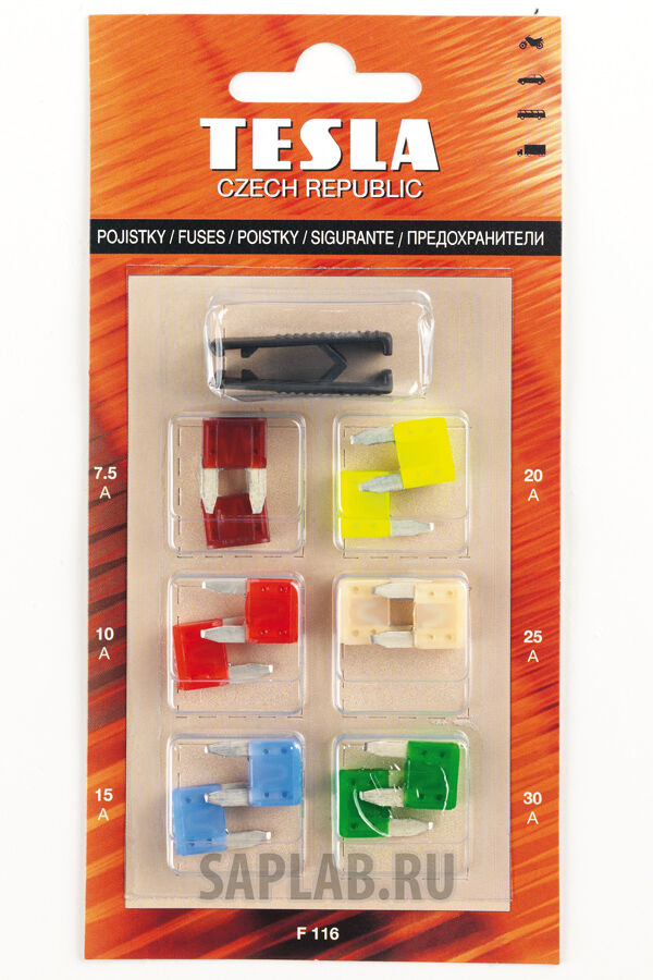 Купить Tesla F116 Предохранители MINI с пинцетом, комплект 12 шт.